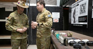 Australian Army soldier Corporal Jake Bostock talks with Chief of Army, Lieutenant General Simon Stuart, AO, DSC. Story by Captain Cody Tsaousis. Photo by Sergeant Tristan Kennedy.
