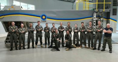 Participants in the RAAF/RMAF Pulls-G centrifuge training course in front of the RMAF centrifuge. Story by Flight Lieutenant Rob Hodgson.