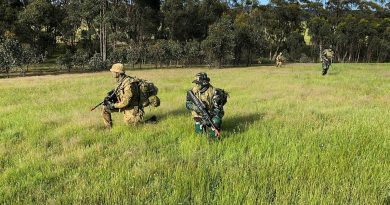 Cadets from the Royal Military College-Duntroon and Indonesian Army exercise patrol tactics at Puckapunyal military training area. Story by Corporal Veronica O’Hara. Photo by Major Michael Kiting.