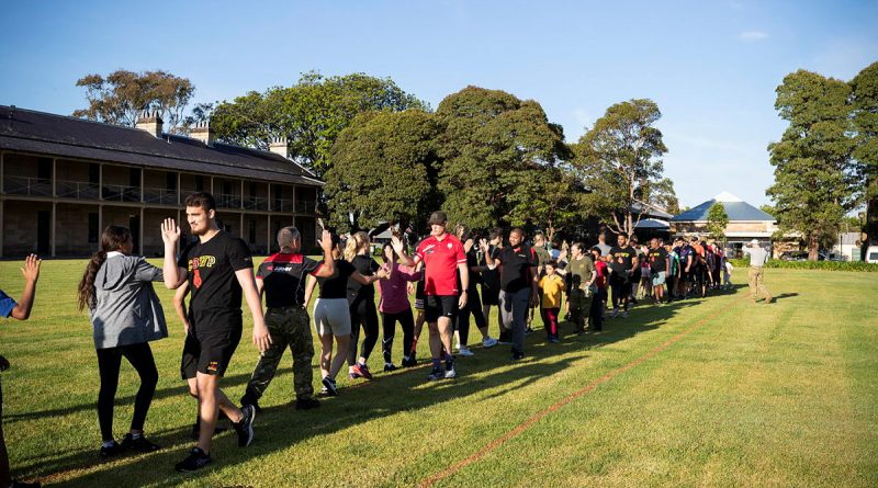 Army personnel with youth from the Indigenous Tribal Warrior program at Victoria Barracks, Sydney, NSW. Story by Captain Mike Edwards. Photo by Major Jesse Robilliard.