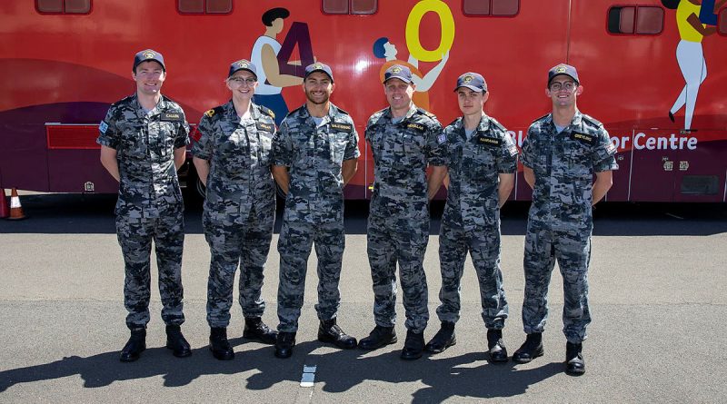 Members of New Entry Officer Course 67 contribute to the Defence Blood Challenge by donating blood at the mobile blood centre, Nowra. Story by Sub-Lieutenant Tahlia Merigan. Photo by Petty Officer Justin Brown.