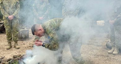 Defence members posting from Puckapunyal take part in a farewell from country smoking ceremony. Story by Major Carrie Robards. Photo by Kerry Ferrari.