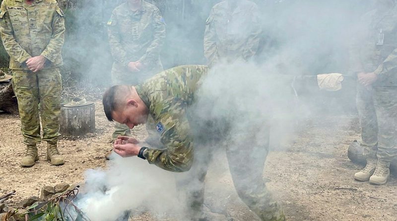 Defence members posting from Puckapunyal take part in a farewell from country smoking ceremony. Story by Major Carrie Robards. Photo by Kerry Ferrari.