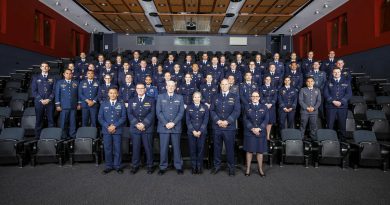 Graduates from Air Force, having completed the year-long Australian Command & Staff Course, pose for a group photo. Story by John Noble.