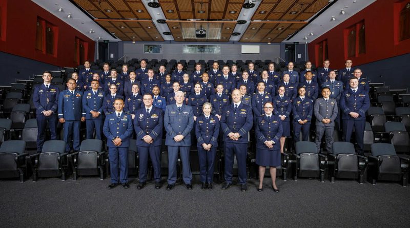 Graduates from Air Force, having completed the year-long Australian Command & Staff Course, pose for a group photo. Story by John Noble.