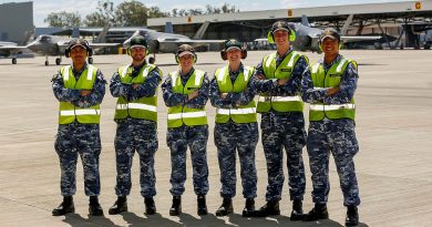 Gap Year personnel, from left, Aircraftman Jubal Tan, Aircraftman Jack Bridge, Aircraftwoman Layla Manser, Aircraftwoman Annalise Conibear, Aircraftman Jackson Pulbrook and Aircraftman Samuel Maharjan. Story by Flight Sergeant Josa Kohler. Photo by Sergeant Peter Borys.