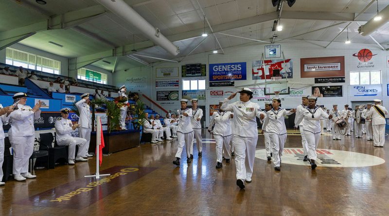 Graduates of the Navy Indigenous Development Program march on parade at the Early Settler Stadium in Cairns, Queensland. Photo by Leading Seaman Shane Cameron.