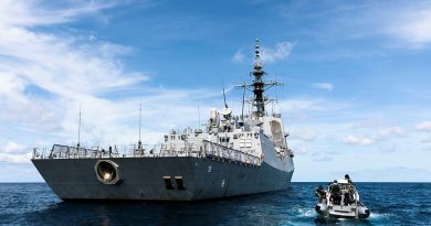 HMAS Hobart's dive team conducts diving operations as the ship transits through the Gulf of Carpenteria after a regional presence deployment. Story by Lieutenant Brendan Trembath. Photo by Leading Seaman Daniel Goodman.