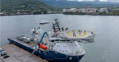 Australian Defence Vessel Reliant at the Port of Apia, Samoa. Story by Major Lily Charles. Photo by Sergeant Jarrod McAneney.