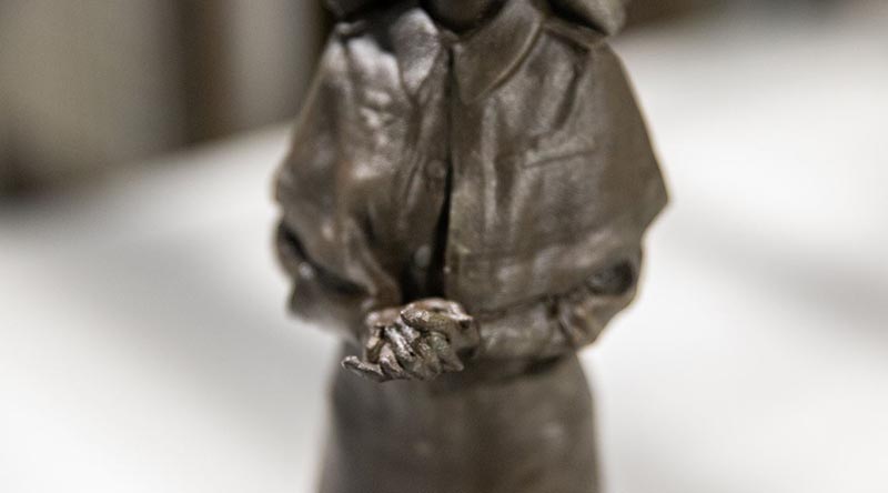 A teaser photo of a new statue of Lieutenant Colonel Vivian Bullwinkel that will be unveiled at the Australian War Memorial. Photo supplied.