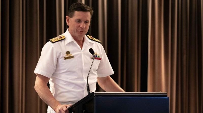 Chief of Navy Vice Admiral Mark Hammond speaks at the 11th Biennial Submarine Institute of Australia Conference hosted in in Canberra. Photo by Nic Douglass.