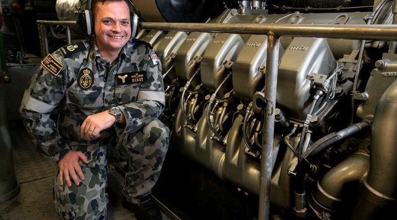 Order of Australia Medal recipient Chief Petty Officer Nathan Byast on board HMAS Maryborough in 2017. Story by Corporal Jacob Joseph. Photo by Petty Officer James Whittle.