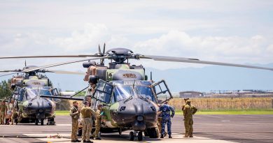 Members from Australian Army 5th Aviation Regiment prepare to depart RAAF Base Townsville to support flood recovery efforts in Western Australia. Story by Captain Carolyn Barnett. Photo by Linda Bone.