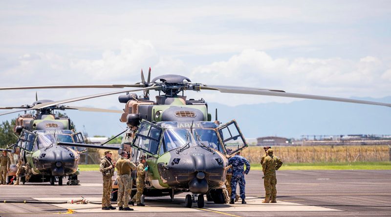 Members from Australian Army 5th Aviation Regiment prepare to depart RAAF Base Townsville to support flood recovery efforts in Western Australia. Story by Captain Carolyn Barnett. Photo by Linda Bone.