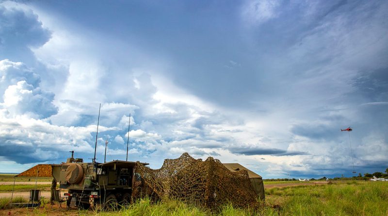 The Air Force Mobile Air Operations Team sets up next to the taxiway at Fitzroy Crossing Airport. Story by Lieutenant Geoff Long. Photo by David Said.