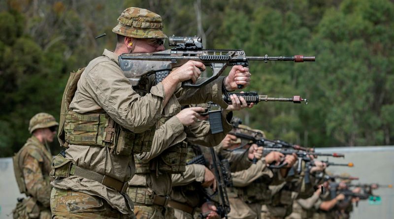 An Australian Army rifleman from 6th Battalion, The Royal Australian Regiment, conducts combat shooting rehearsals at Gallipoli Barracks, Brisbane. Story by Captain Cody Tsaousis. Photo by Corporal Nicole Dorrett.