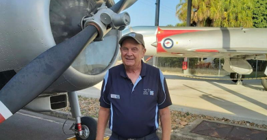 Flight Sergeant (retd) Michael Hartley, coordinator of volunteers at the RAAF Townsville Aviation Heritage Centre. Story by Flight Lieutenant Karyn Markwell. Photo by Mr Lindsay Gordon.