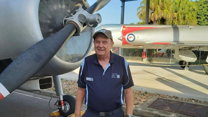 Flight Sergeant (retd) Michael Hartley, coordinator of volunteers at the RAAF Townsville Aviation Heritage Centre. Story by Flight Lieutenant Karyn Markwell. Photo by Mr Lindsay Gordon.
