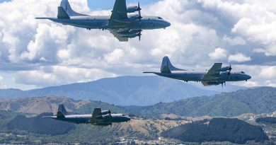RNZAF's 5SQN conduct their final P-3 Orion flypast over the North Island before the retirement of their fleet. RNZAF photo.