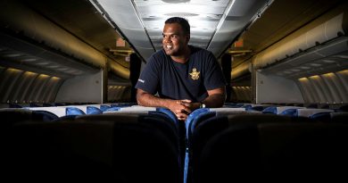 33 Squadron Maintenance Manager Sergeant Jason Bahadur on board a KC-30A Multi-Role Tanker Transport during Exercise Cope North 20 in Guam. Story by Warrant Officer Class Two Max Bree. Photo by Sergeant David Said.