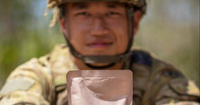 Private Johnny Huang, from 7RAR, holds a combat ration pack main meal at Mount Bundey training area. Story and photo by Corporal Jacob Joseph.