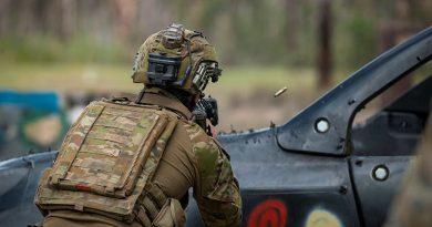 A soldier engages a target with an EF88 Austeyr as part of combat shooting serials during Exercise Ram Shot. Story by Captain Cody Tsaousis. Photo by Corporal Nicole Dorrett.
