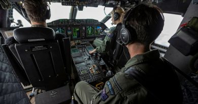 Royal New Zealand Air Force officer, Flying Officer Ben Pickering travels on board a RAAF C-27J Spartan to asses remote airfields affected by Tropical Cyclone Gabrielle. Story by Flight Lieutenant Vernon Pather. Photo by Leading Seaman Nadav Harel.