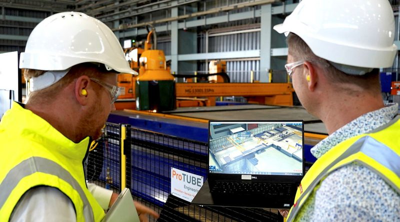 Workers at BAE Systems Maritime Australia use the Hunter digital simulation tool to help optimise the Hunter-class frigate program schedule at the Osborne Naval Shipyard in South Australia. Story by Emma Taylor.