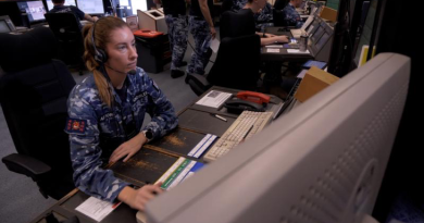 Flight Lieutenant Brittany Knowles in her role as air traffic controller in Darwin. Story by John Noble.