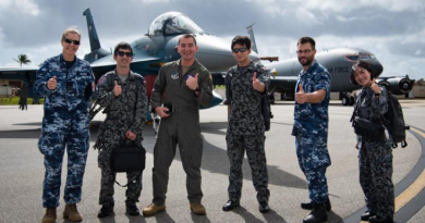 Aviators from the Royal Australian Air Force, US Air Force and Japan Air Self-Defense Force at Andersen Air Force Base, Guam, during Exercise Cope North. Photo by Staff Sergeant Pedro Tenorio (US).