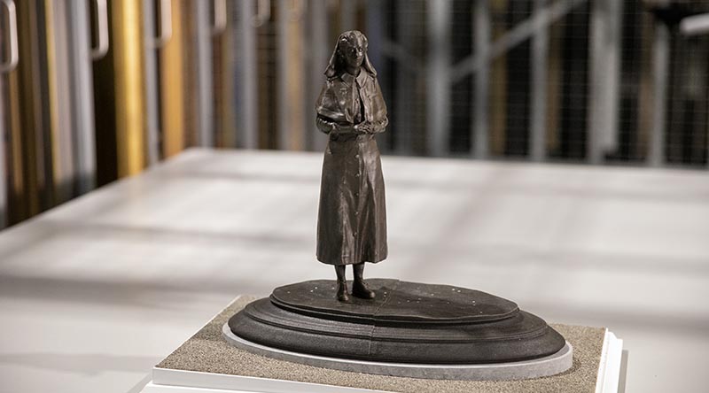 Model of the statue of Lieutenant Colonel Vivian Bullwinkel that is set to be installed at the Australian War Memorial later this year. Supplied by Australian War Memorial.