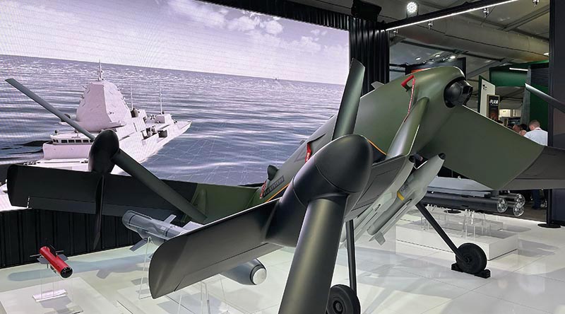 A STRIX mockup unveiled on the BAE Systems stand at the Avalon Airshow. Photo by Brian Hartigan.