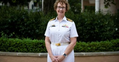 Prominent female reservist, Captain Virginia Hayward, Royal Australian Navy, at the Defence Remarkable Women panel discussion. Story by Corporal Michael Rogers. Photo by Kym Smith.