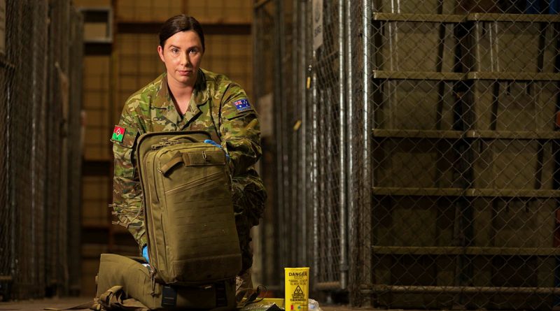 Australian Army Combat Medic Private Gabrielle Young, from 3rd Health Battalion, Keswick Barracks, SA. Story by Jon Kroiter. Photo by Leading Aircraftman Sam Price.