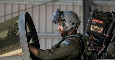 82 Wing Training Flight instructor Flight Lieutenant Scott conducts pre-flight checks in an F/A-18F Super Hornet prior to departing from RAAF Base Tindal, Northern Territory, for Exercise Crimson Dawn. Story by Flight Lieutenant Claire Campbell. All photos by Sergeant Pete Gammie.