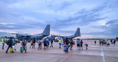 Air Force assists residents from the Kalkarindji area being evacuated during major flooding in the Northern Territory. Story by Flight Lieutenant Rob Hodgson. Photo by Corporal Ashley Gillett.