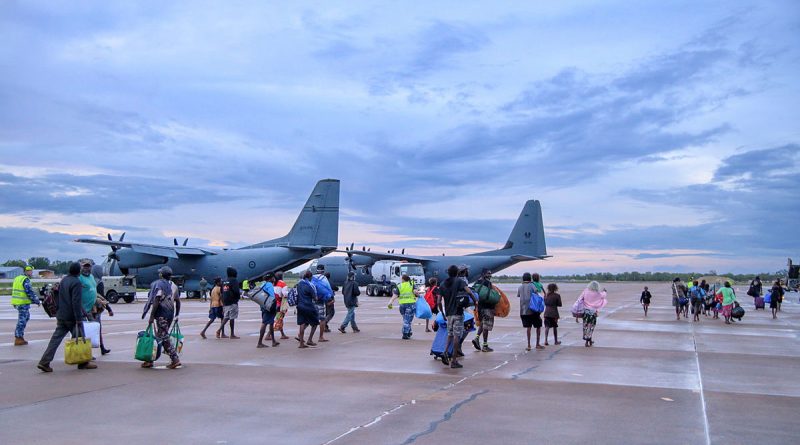 Air Force assists residents from the Kalkarindji area being evacuated during major flooding in the Northern Territory. Story by Flight Lieutenant Rob Hodgson. Photo by Corporal Ashley Gillett.