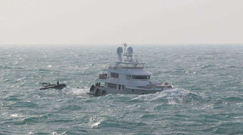 HMAS Hobart’s rigid-hulled inflatable boat team rescues mariners from MY Vivierae II off the coast of northern Australia. Story by Lieutenant Max Logan.