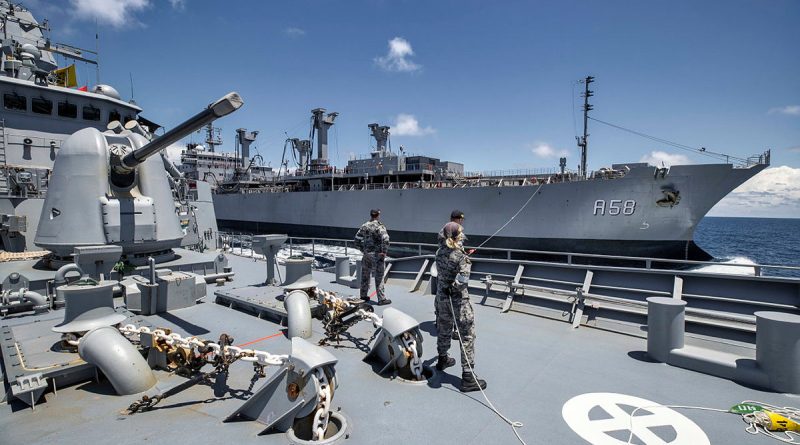 HMAS Perth conducts a replenishment at sea with Indian Navy Ship Jyoti during Exercise La Perouse. All photos by Leading Seaman Sittichai Sakonpoonpol.