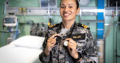 Lieutenant Donna Miller in the intensive care unit of HMAS Canberra during Operation Vanuatu Assist. Story by Lieutenant Geoff Long. Photo by Leading Seaman Matthew Lyall.