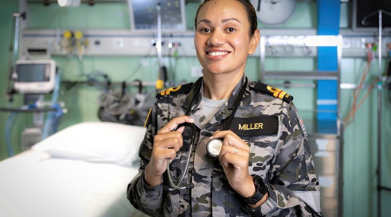 Lieutenant Donna Miller in the intensive care unit of HMAS Canberra during Operation Vanuatu Assist. Story by Lieutenant Geoff Long. Photo by Leading Seaman Matthew Lyall.