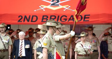 The Australian Army Banner takes post during the 2nd Health Brigade Transfer of Authority parade at Victoria Barracks, Sydney. Photo by Sergeant Tristan Kennedy.