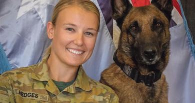 Leading Aircraftwoman Mikaela Hedges and her military working dog Odin make a formidable team in asset and personnel protection for the RAAF. Story by John Noble.