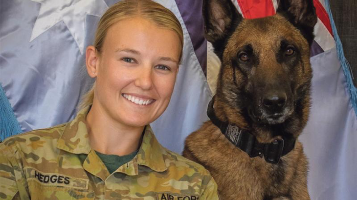 Leading Aircraftwoman Mikaela Hedges and her military working dog Odin make a formidable team in asset and personnel protection for the RAAF. Story by John Noble.