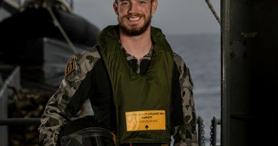 Able Seaman Boatswains Mate Corey Hardy on board HMAS Choules during the MH-60R Seahawk helicopter first of class flight trails. Story and photo by Able Seaman Rikki-Lea Phillips.