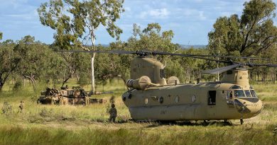 A CH-47 Chinook from the 5th Aviation Regiment conducts a refuel for the 2nd Cavalry Regiment’s M1 Abrams main battle tank at Townsville Field Training Area. Story by Captain Joanne Leca. All photos by Lance Corporal Riley Blennerhassett.