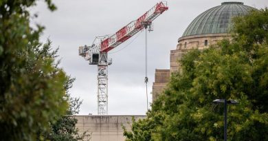 The cranes at the Australian War Memorial will be wrangled onto much of the heavy lifting on the Memorial's $500million expansion over the next two years. AWM photo.