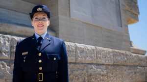 Leading Aircraftwoman Chloe Bruer-Jones at the Helles Memorial, Gallipoli. Photo by Corporal Madhur Chitnis.