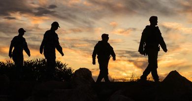 Members of the Joint Military Police Unit and No. 25SQN conduct a routine patrol on Defence Land in Exmouth as a part of Exercise Black Hole Sun. Photo by Sergeant Gary Dixon.