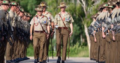 3rd Brigade Commander Brigadier David McCammon inspects soldiers from 3rd Battalion, Royal Australian Regiment, on their Kapyong Parade at Lavarack Barracks, Townsville. Photo by Corporal Daniel Sallai.